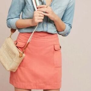 ANTHROPOLOGIE • Coral Utility Cargo Mini Skirt
